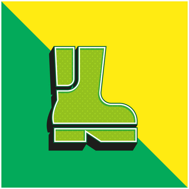 Bota verde e amarelo moderno logotipo do ícone do vetor 3d - Vetor, Imagem