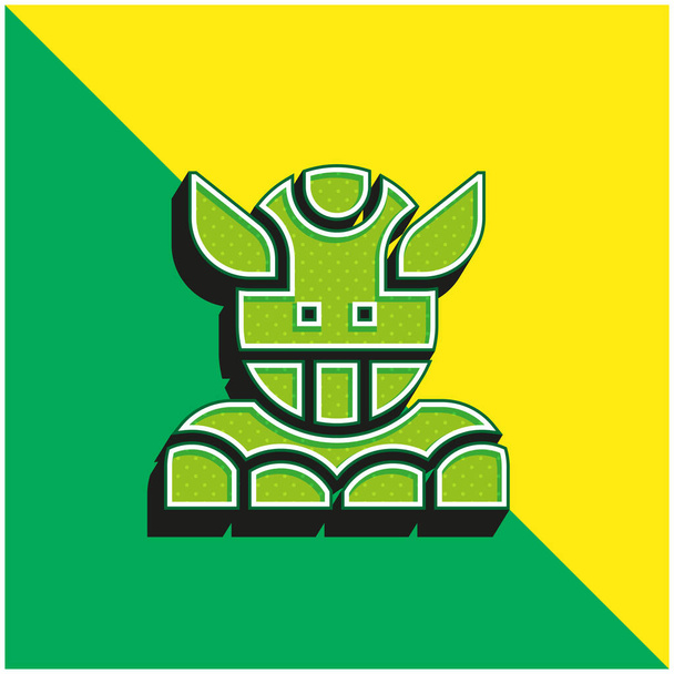 Alien Zelená a žlutá moderní 3D vektorové logo ikony - Vektor, obrázek