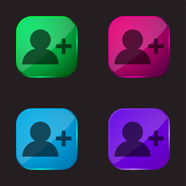 Add User four color glass button - Вектор,изображение