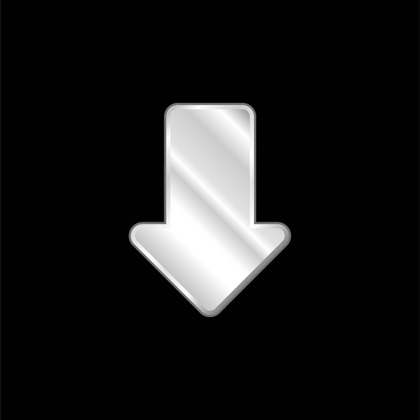 Flecha señalando hacia abajo plateado icono metálico - Vector, Imagen