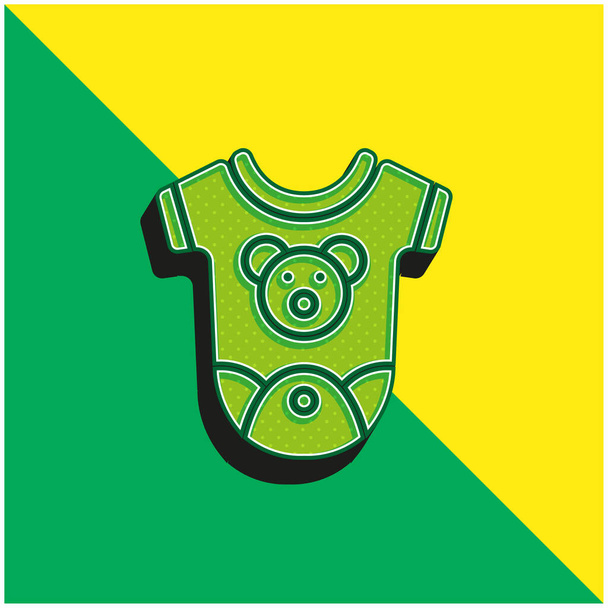 Ropa de bebé verde y amarillo moderno vector 3d icono logotipo - Vector, imagen
