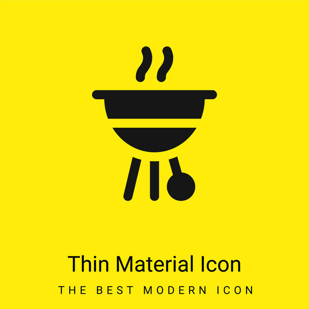 Barbecue minimal bright yellow material icon - Vector, Image