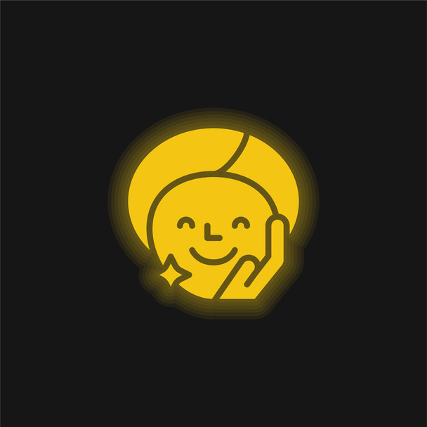 Pielęgnacja urody żółty świecący neon ikona - Wektor, obraz