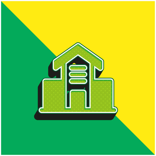 Architecture Building Green and yellow modern 3d vector icon logo - Vector, Image