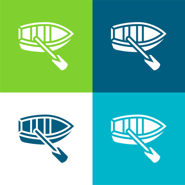 Boat Flat four color minimal icon set - Vector, Image