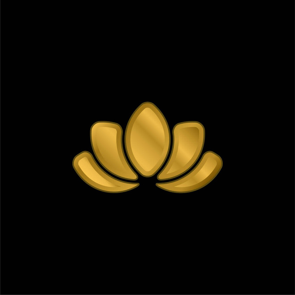 Beautiful Lotus Flower gold plated metalic icon or logo vector - Vector, Image