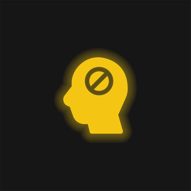 Блокированная жёлтая светящаяся неоновая икона - Вектор,изображение