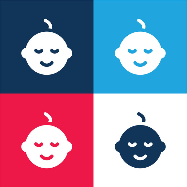 Baby Boy blu e rosso quattro colori set icona minima - Vettoriali, immagini