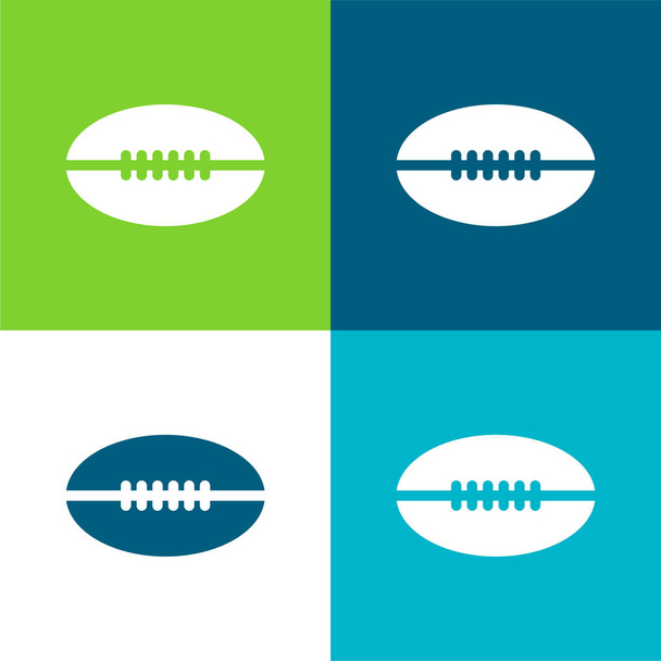American Football Ball Flat four color minimal icon set - Vector, Image