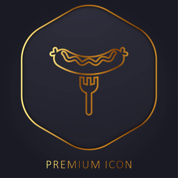 Bratwurst On Fork linea dorata logo premium o icona - Vettoriali, immagini