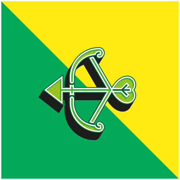 Bow Green and yellow modern 3d vector icon logo - Vector, Image