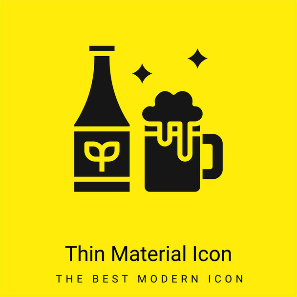Cerveja mínima ícone material amarelo brilhante - Vetor, Imagem