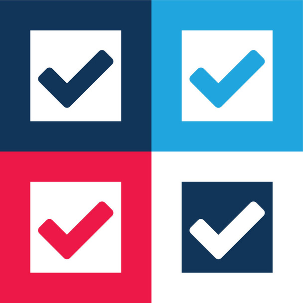 Accetta blu e rosso set di icone minime a quattro colori - Vettoriali, immagini