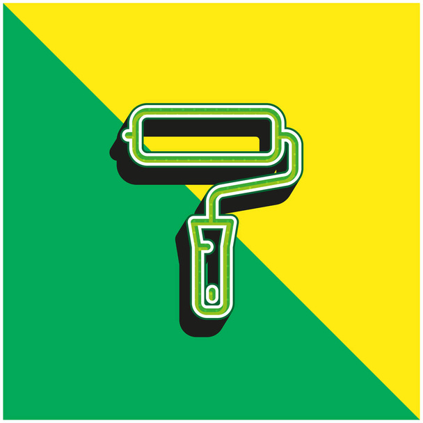 Big Paint Roller Logo vectoriel 3d moderne vert et jaune - Vecteur, image