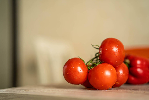 Fresh tomato are on the table. Summer mood. Good health. - Photo, image