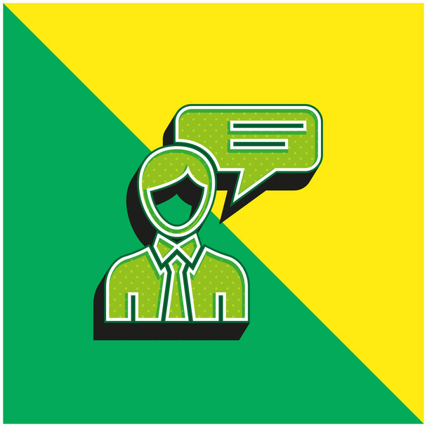 Agent Groen en geel modern 3D vector icoon logo - Vector, afbeelding