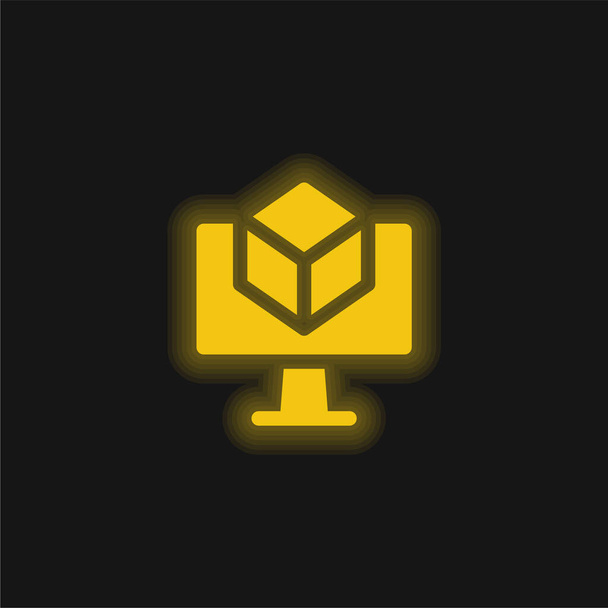 3d giallo brillante icona al neon - Vettoriali, immagini