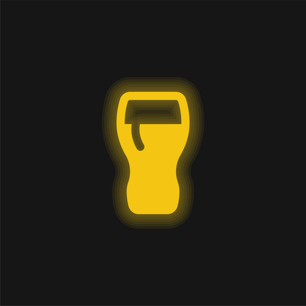 Sör Üveg sárga izzó neon ikon - Vektor, kép