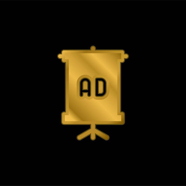 Pubblicità oro placcato icona metallica o logo vettoriale - Vettoriali, immagini