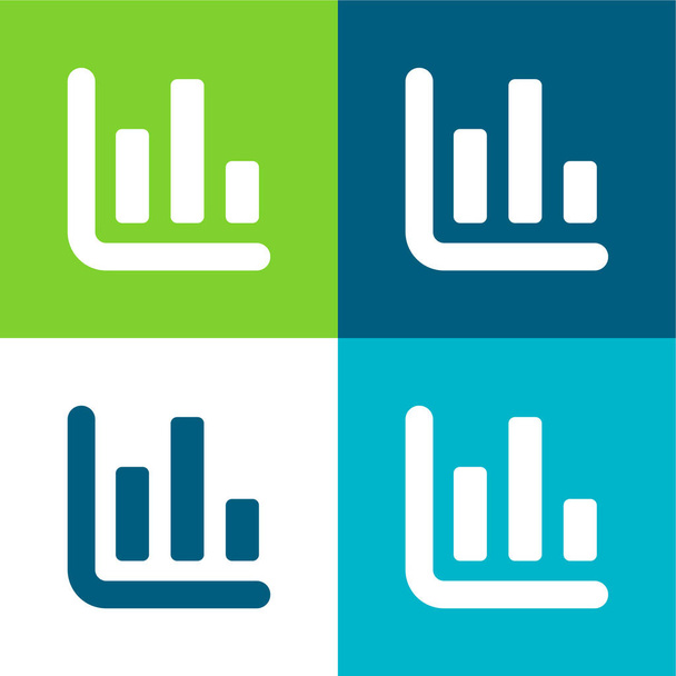 Bar Stat Flat conjunto de iconos mínimos de cuatro colores - Vector, Imagen
