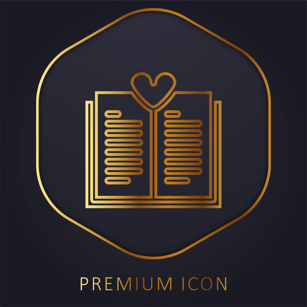 Libro línea de oro logotipo premium o icono - Vector, imagen