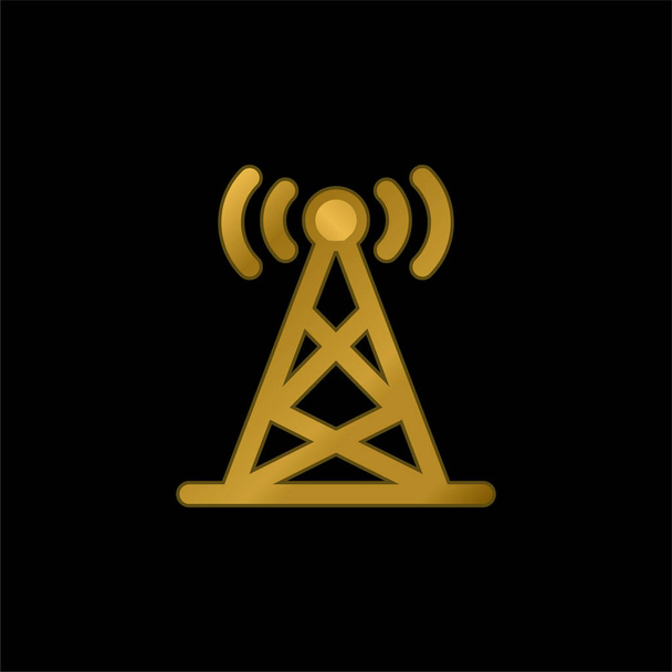 Antena chapado en oro icono metálico o logo vector - Vector, Imagen