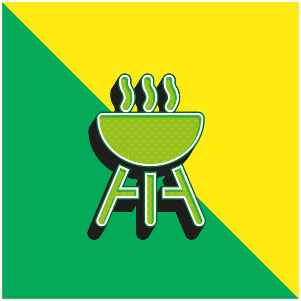 Barbecue Logo icona vettoriale 3D moderna verde e gialla - Vettoriali, immagini
