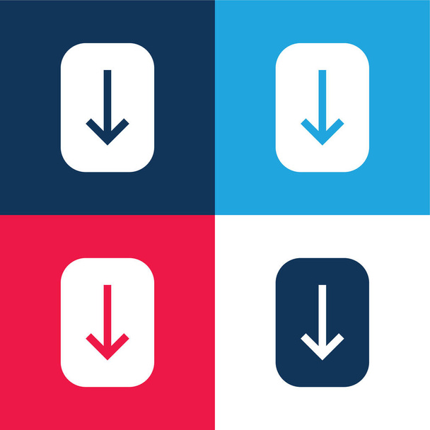 Šipka modrá a červená čtyři barvy minimální ikona nastavena - Vektor, obrázek