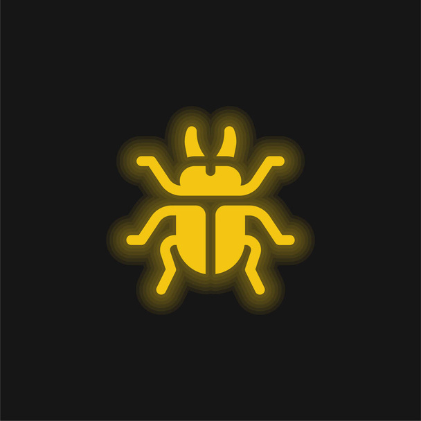 Beetle yellow glowing neon icon - Vector, Image