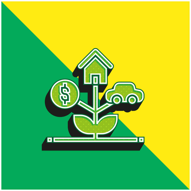 Ενεργητικό Πράσινο και κίτρινο σύγχρονο 3d διάνυσμα εικονίδιο λογότυπο - Διάνυσμα, εικόνα