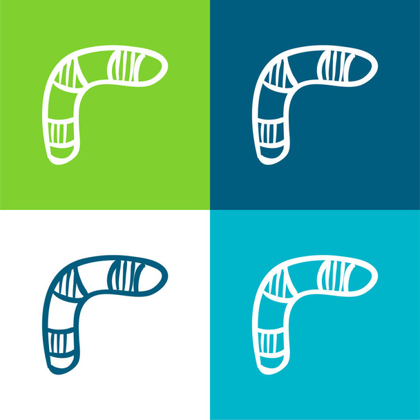 Boomerang Set icona minimale piatto a quattro colori - Vettoriali, immagini