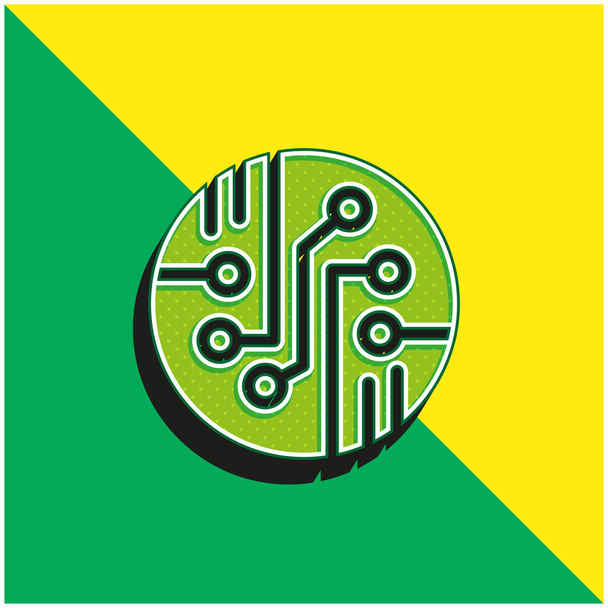 Bio Sensor Vihreä ja keltainen moderni 3d vektori kuvake logo - Vektori, kuva