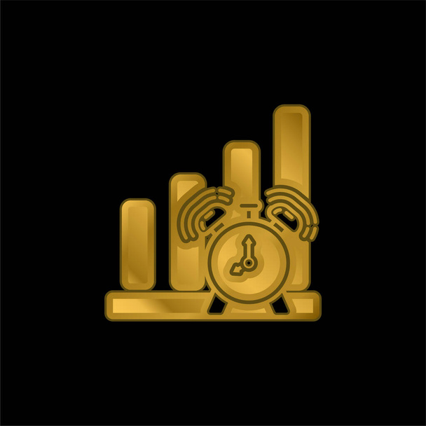 Alert gold plated metalic icon or logo vector - Vector, Image