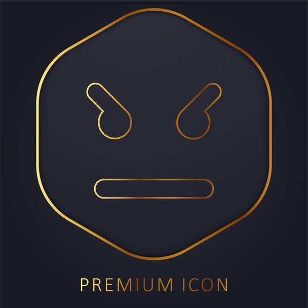 Angry Emoticon Square Face логотип или иконка золотой линии - Вектор,изображение