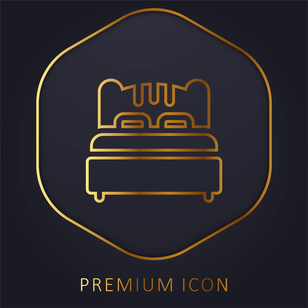 Złota linia łóżko logo premium lub ikona - Wektor, obraz