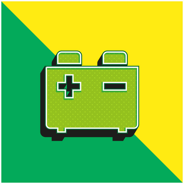 Batterie Logo vectoriel 3D moderne vert et jaune - Vecteur, image