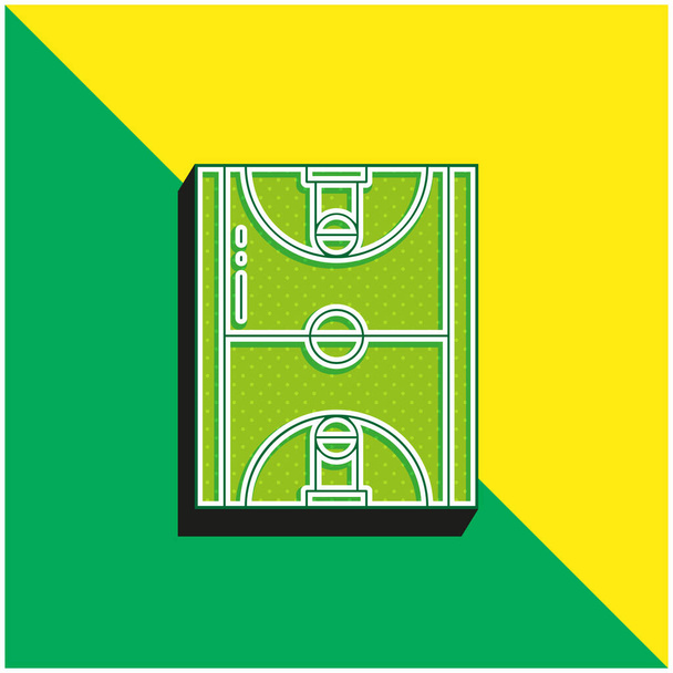 バスケットボールグリーンと黄色の現代的な3Dベクトルアイコンのロゴ - ベクター画像