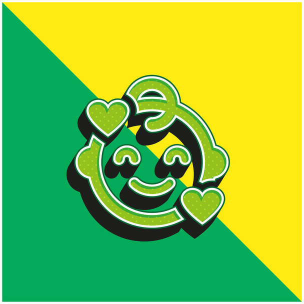 Детский зеленый и желтый современный трехмерный векторный логотип - Вектор,изображение