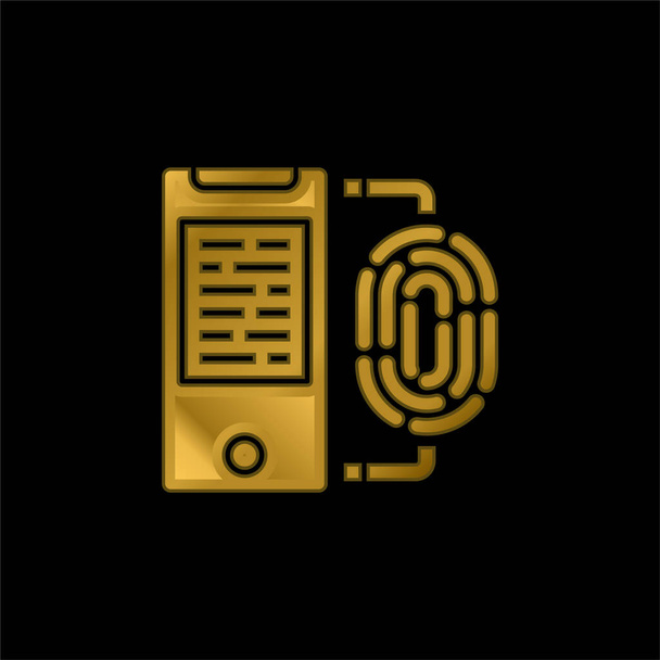 Biometric gold plated metalic icon or logo vector - Vector, Image