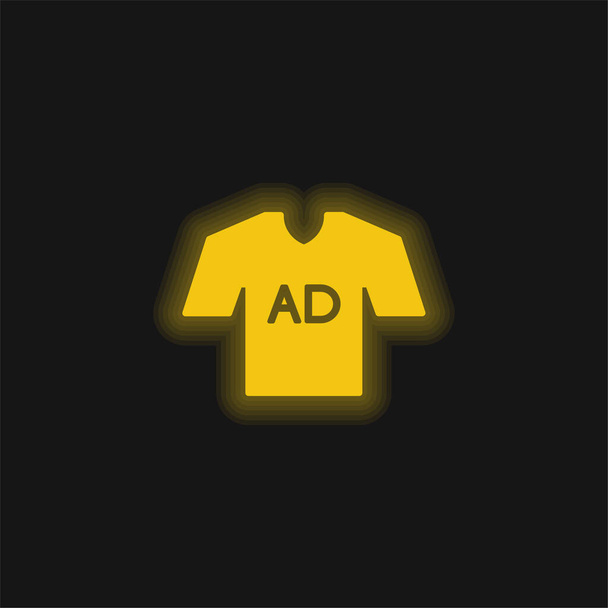 AD Camiseta amarillo brillante icono de neón - Vector, imagen