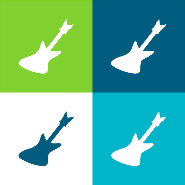 Baixo Guitarra Plano de quatro cores conjunto de ícones mínimos - Vetor, Imagem