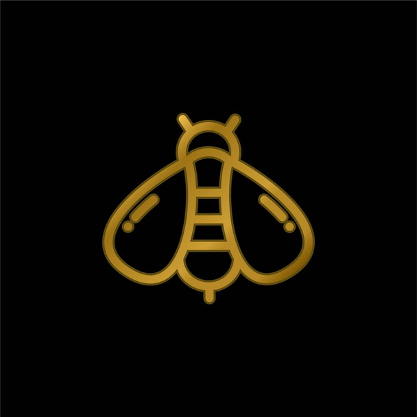 Abeja chapado en oro icono metálico o logo vector - Vector, imagen