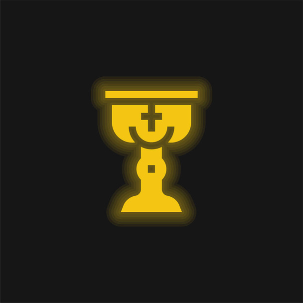 Крещение жёлтая сияющая неоновая икона - Вектор,изображение