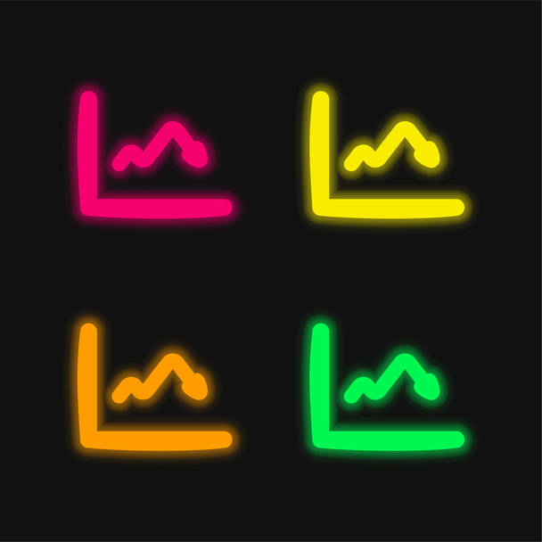 Flechas de cuatro colores brillante icono del vector de neón - Vector, Imagen