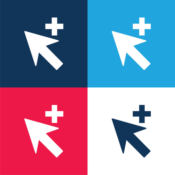 Add Cursor blue and red four color minimal icon set - Vector, Image