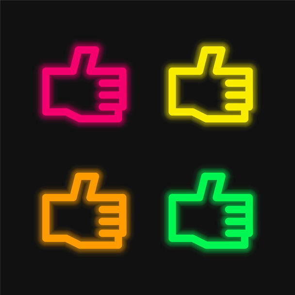 Approva quattro colori luminosi icona vettoriale al neon - Vettoriali, immagini