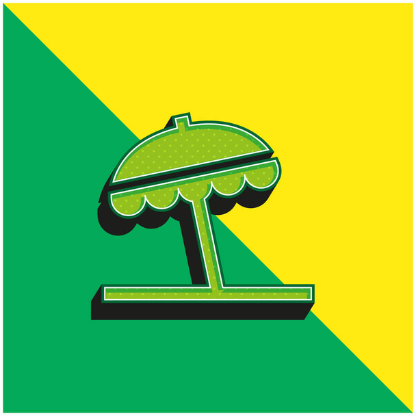 Ombrello da spiaggia Verde e giallo moderno 3d vector icon logo - Vettoriali, immagini