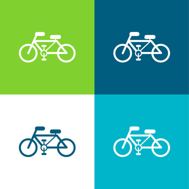 Ποδήλατο Οικολογική Μεταφορές Επίπεδη τεσσάρων χρωμάτων ελάχιστη σύνολο εικονιδίων - Διάνυσμα, εικόνα