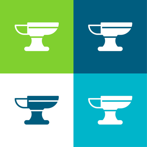 Üllő Lapos négy szín minimális ikon készlet - Vektor, kép