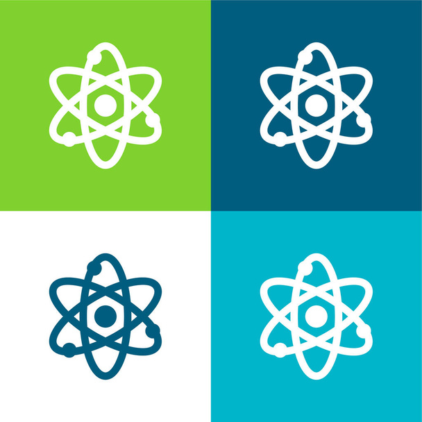 Atom Flat cztery kolory minimalny zestaw ikon - Wektor, obraz